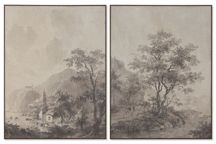 Pareja de Cuadros Paisaje Yute