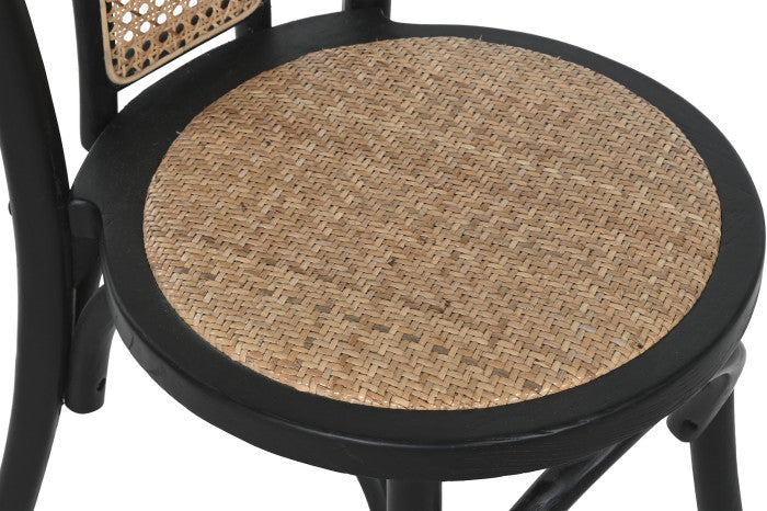 Silla Olmo Negro y Ratán Natural