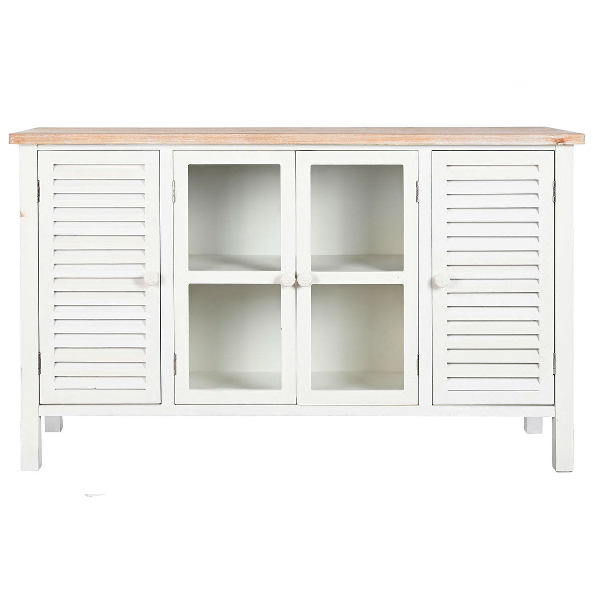 Aparador Blanco Cuatro Puertas Cristal