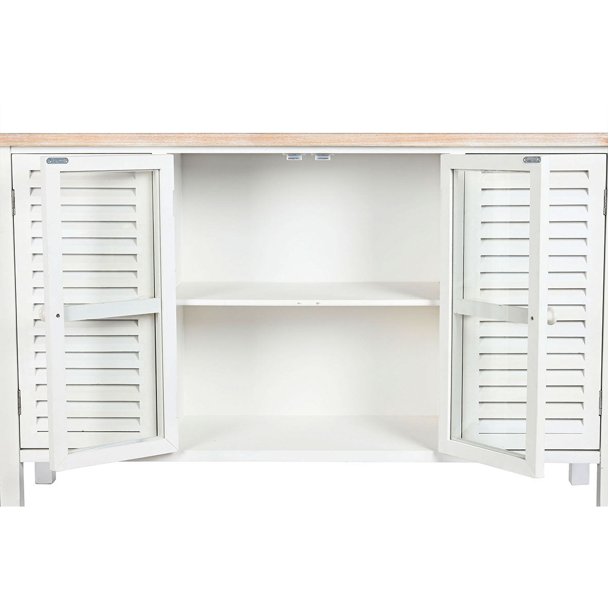 Aparador Blanco Cuatro Puertas Cristal