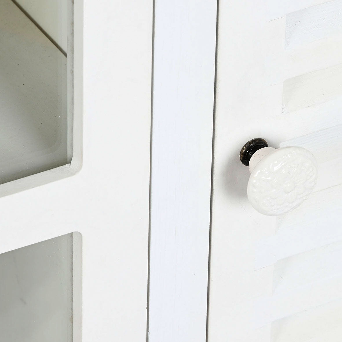 Aparador Blanco Cuatro Puertas Cristal