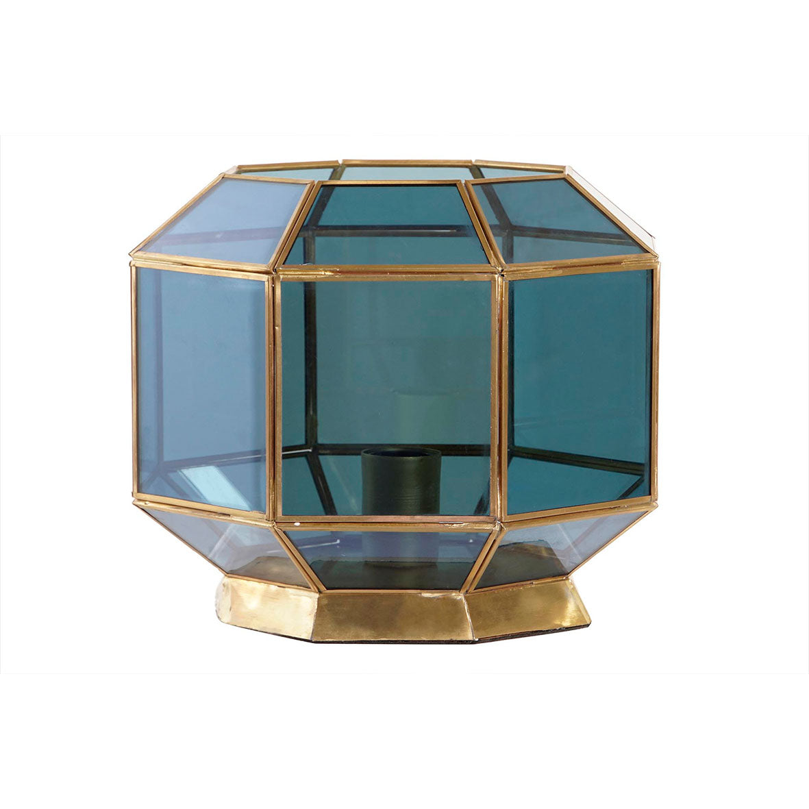 Lámpara Latón Cristal Azul