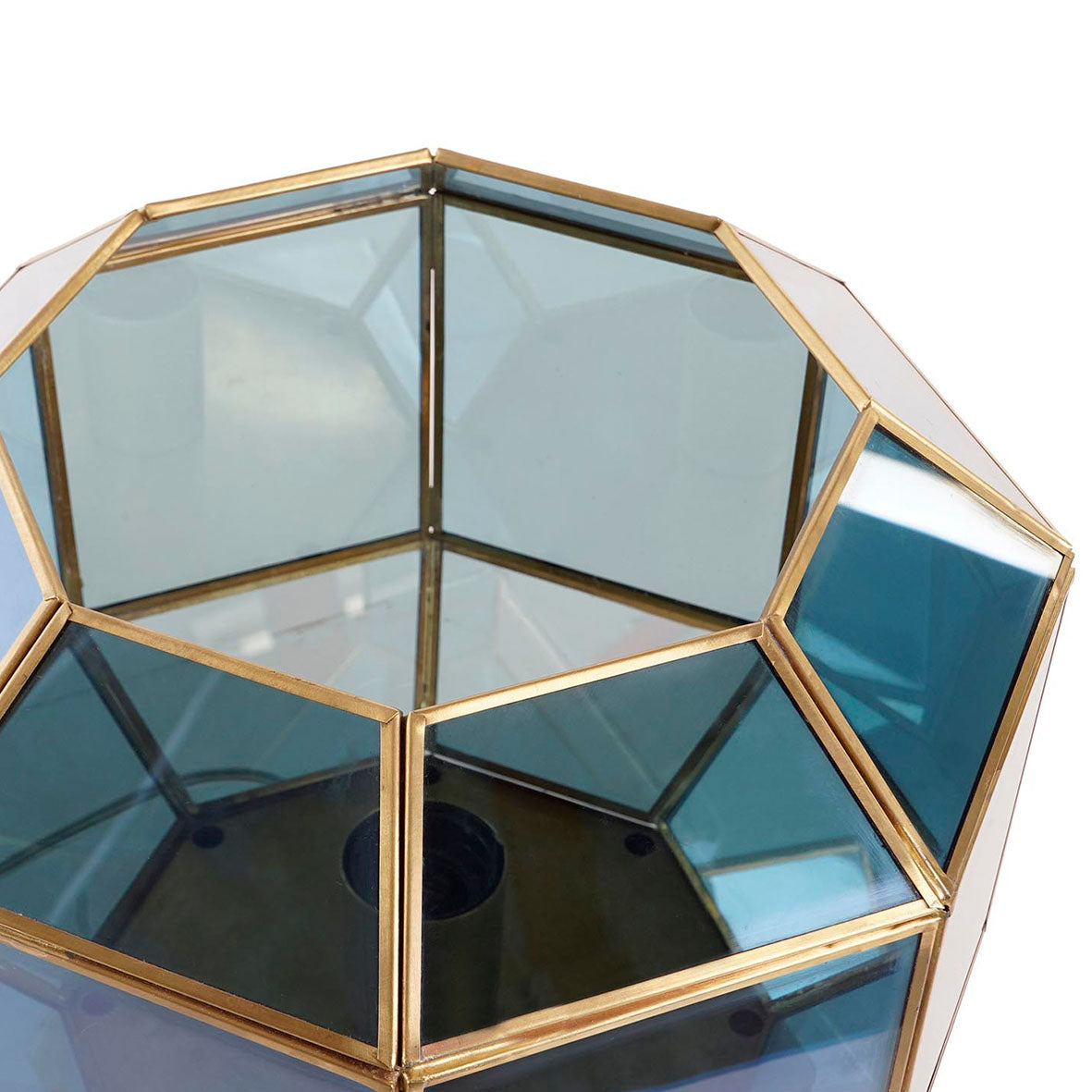 Lámpara Latón Cristal Azul