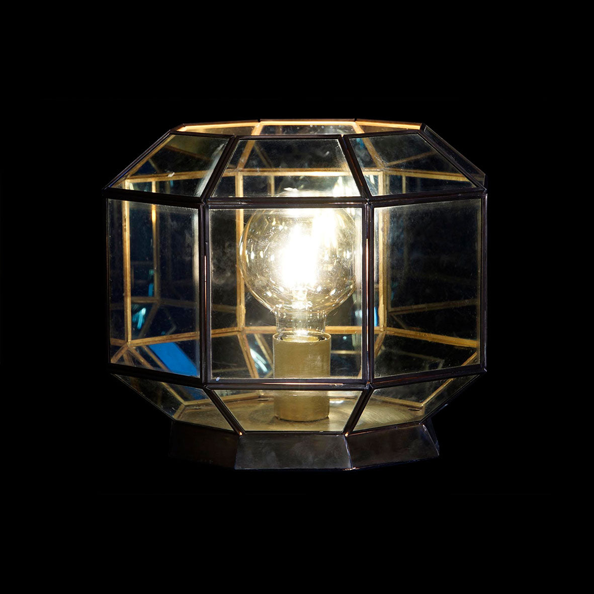 Lámpara Latón Cristal Azul