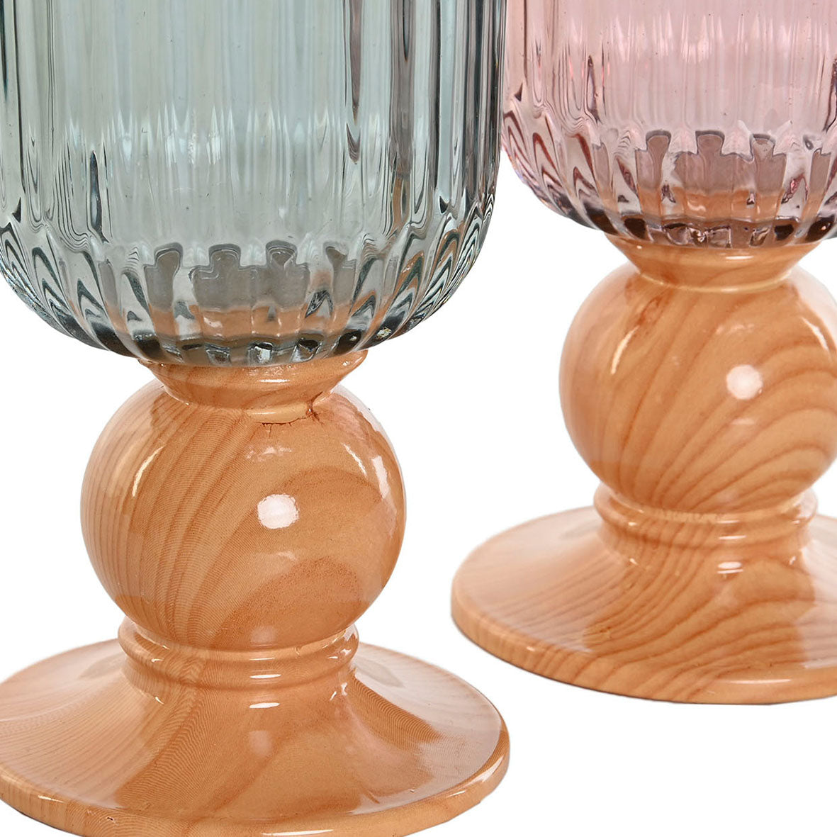 Portavela Cristal Agua Madera