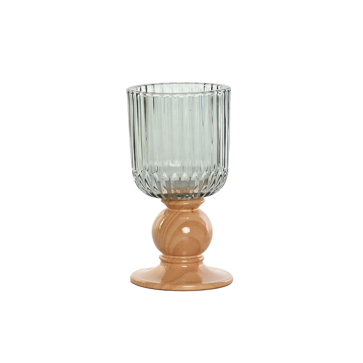 Portavela Cristal Agua Madera