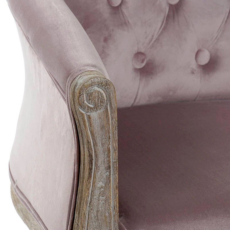 Sofá Madera y Terciopelo Rosa
