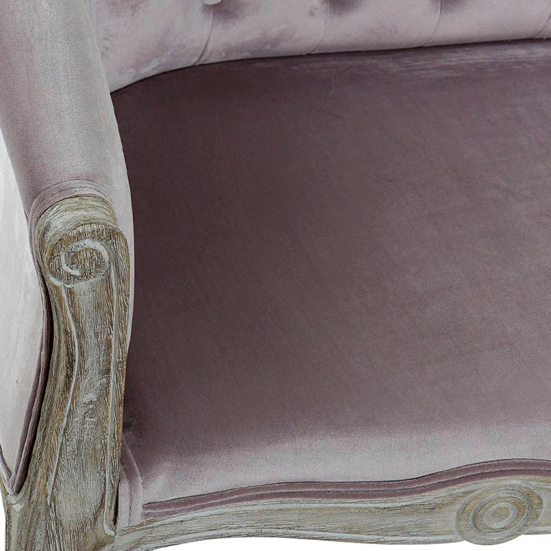 Sofá Madera y Terciopelo Rosa