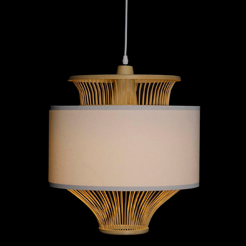 Lámpara Techo Bambú Blanca