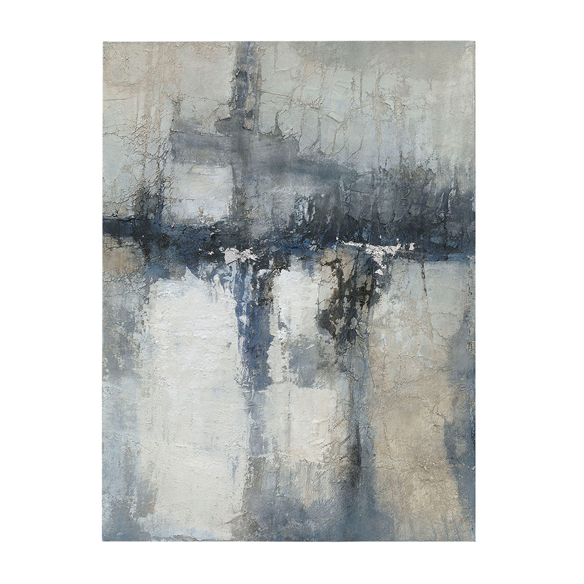Lienzo Abstracto Azul y Plata