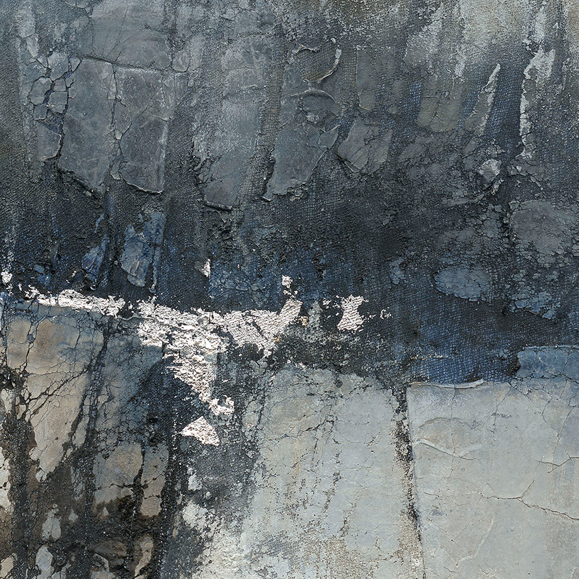 Lienzo Abstracto Azul y Plata
