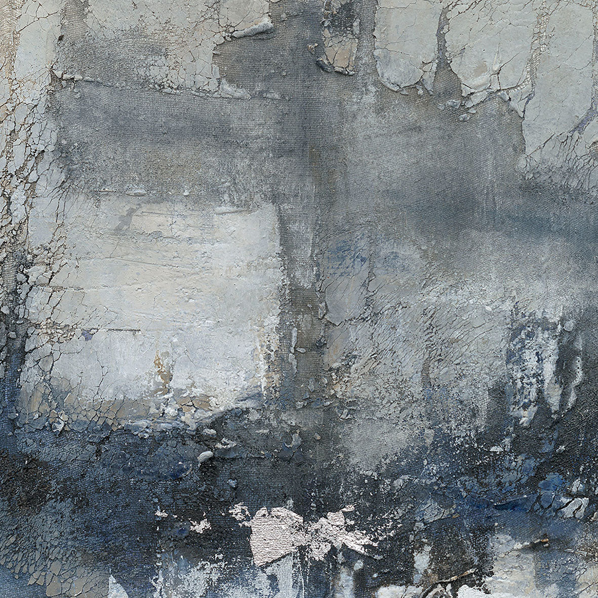 Lienzo Abstracto Azul y Plata