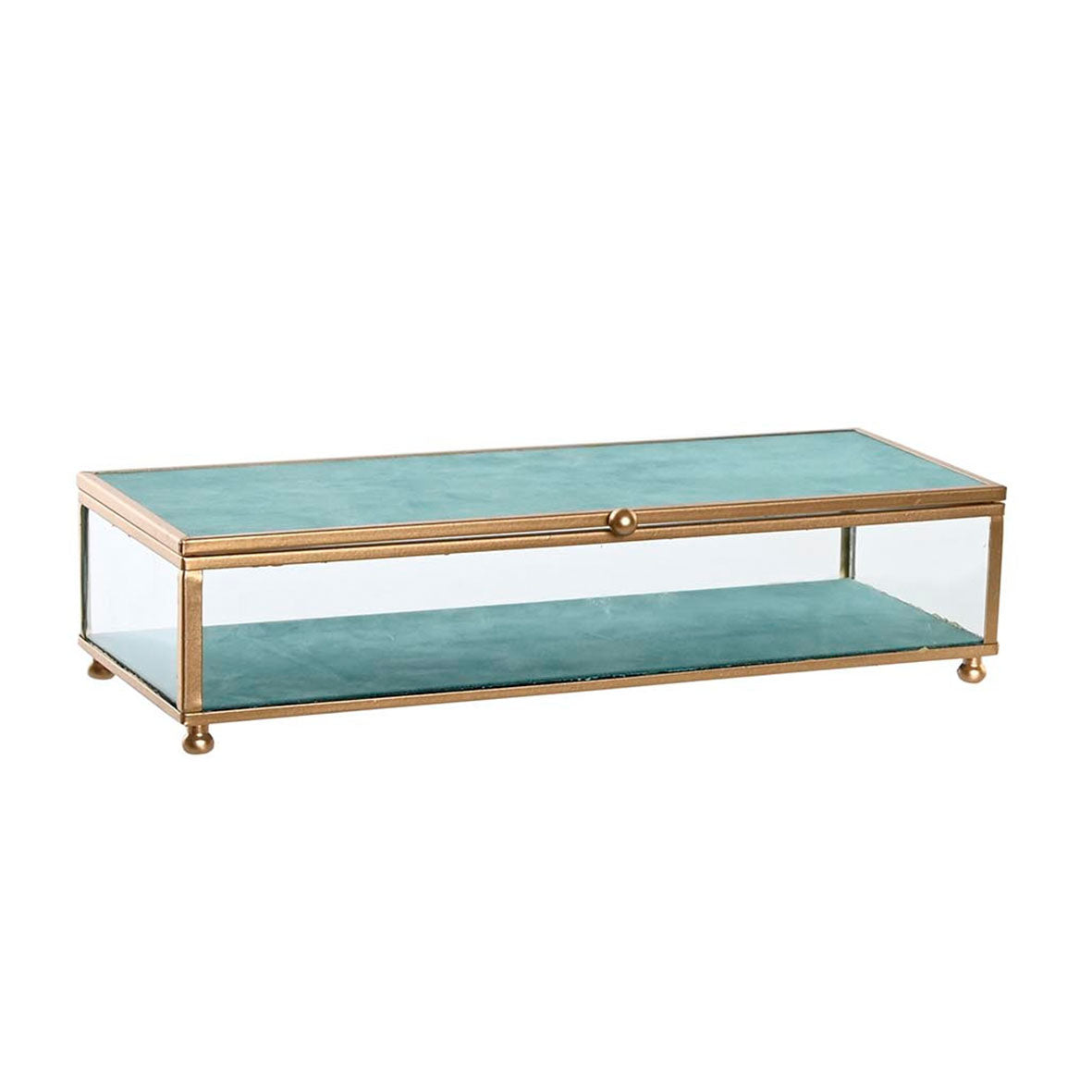 Joyero Rectangular Terciopelo Celeste