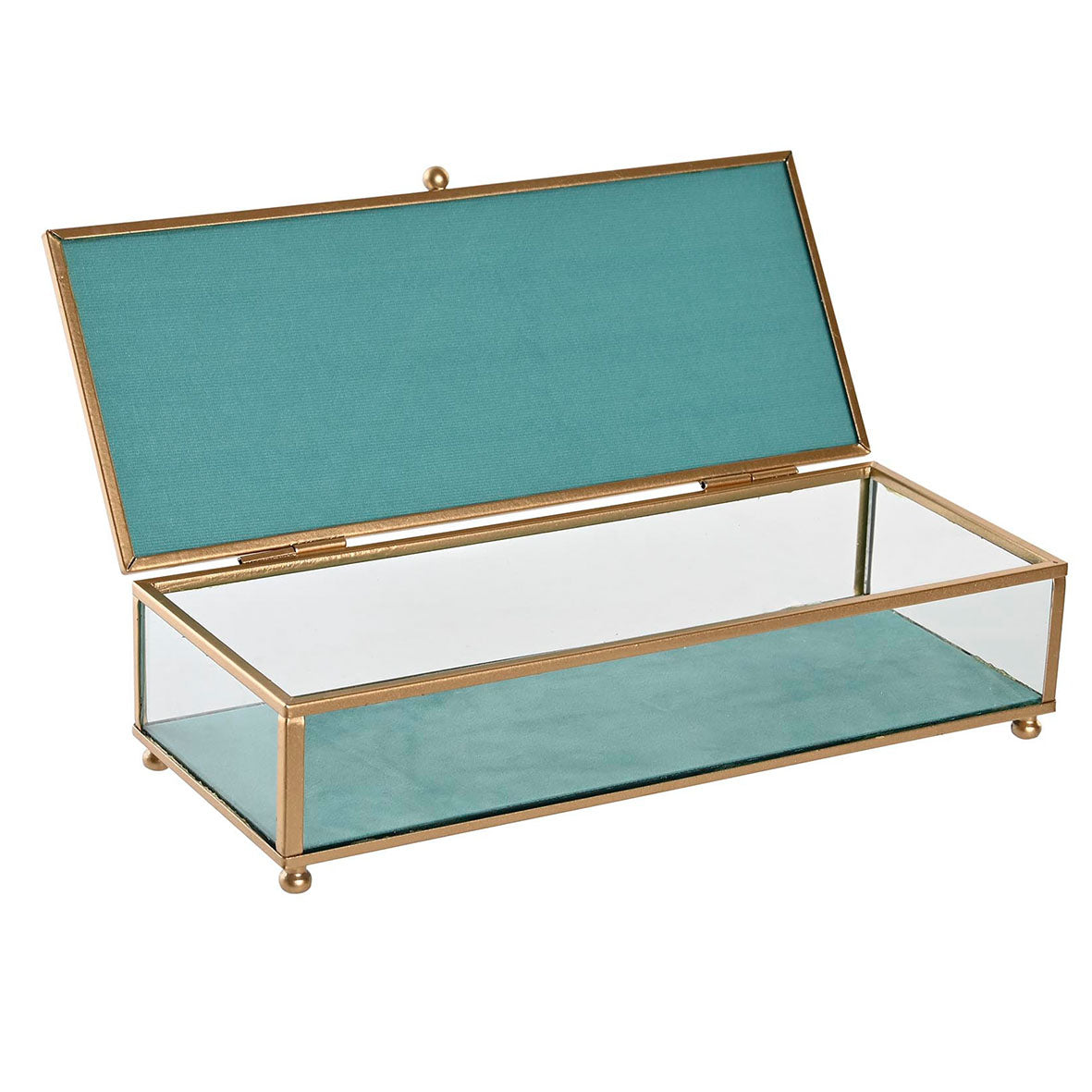 Joyero Rectangular Terciopelo Celeste