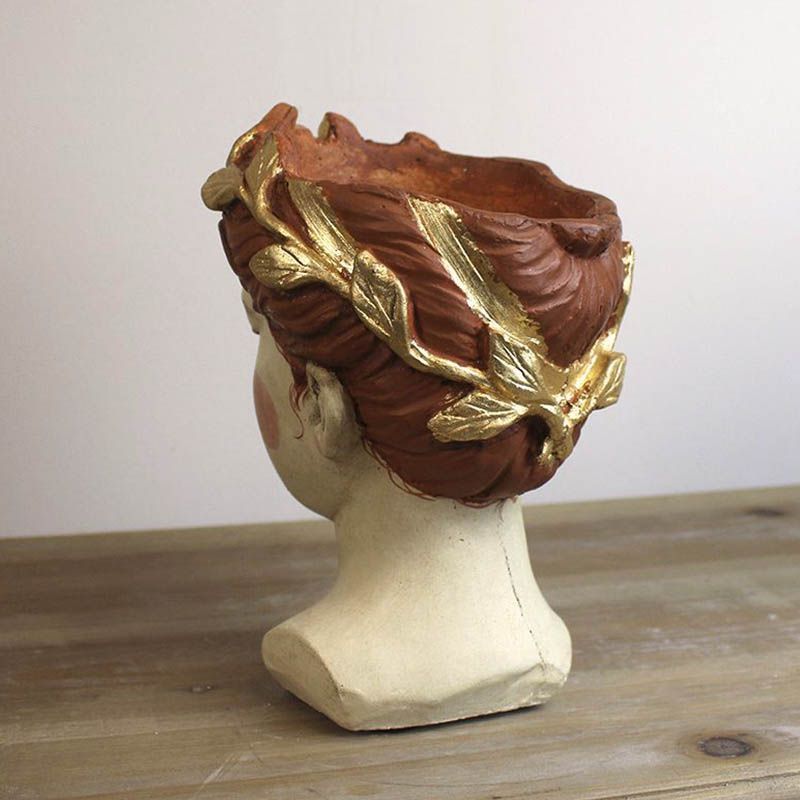 Pareja de Cabezas Mujer Helénica, Policromadas, Grande y Pequeña