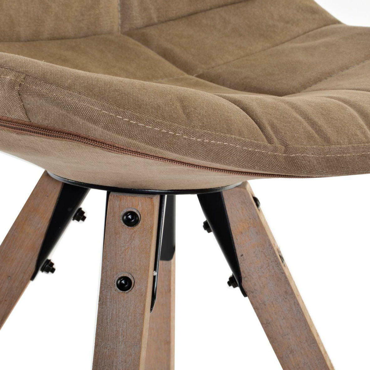Silla Algodón Marrón Madera