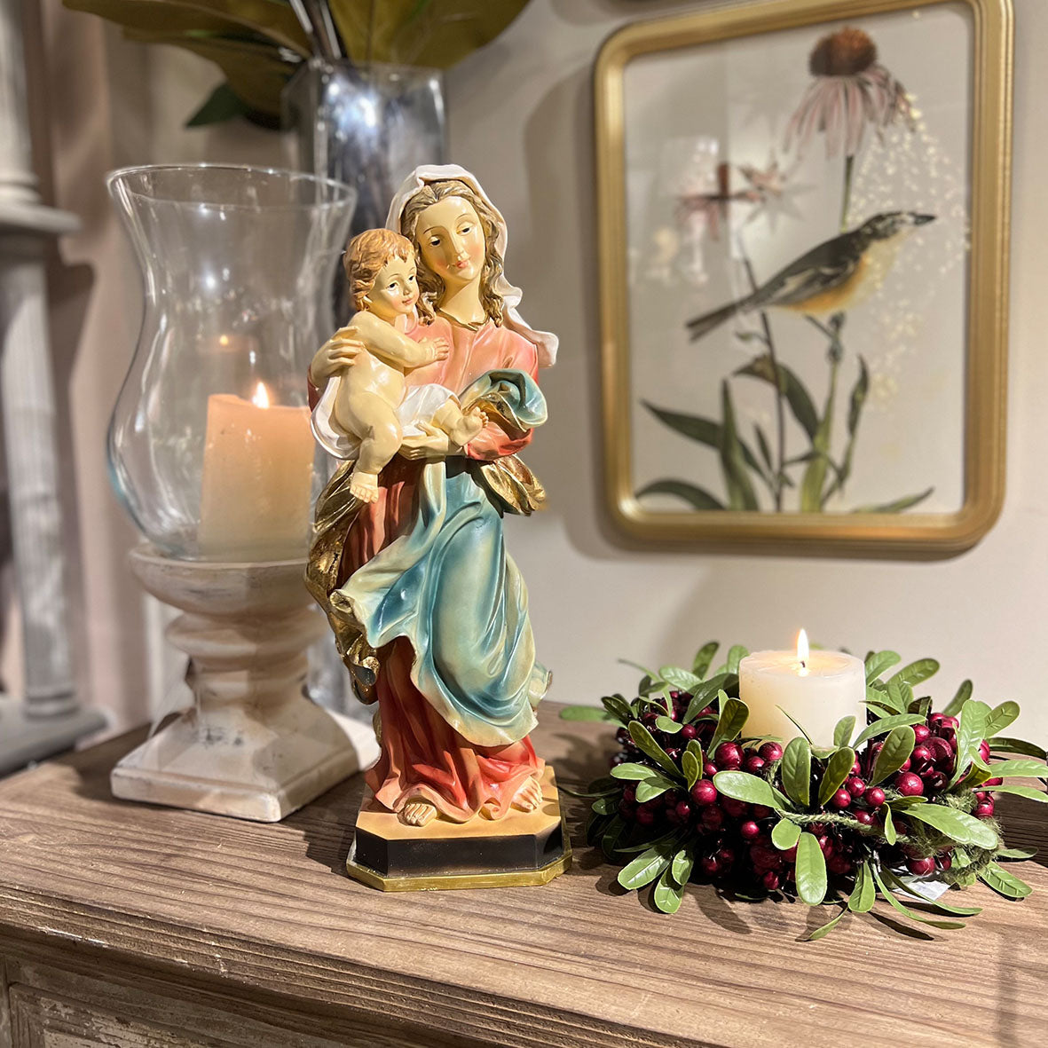 Virgen con Niño Sobre Peana