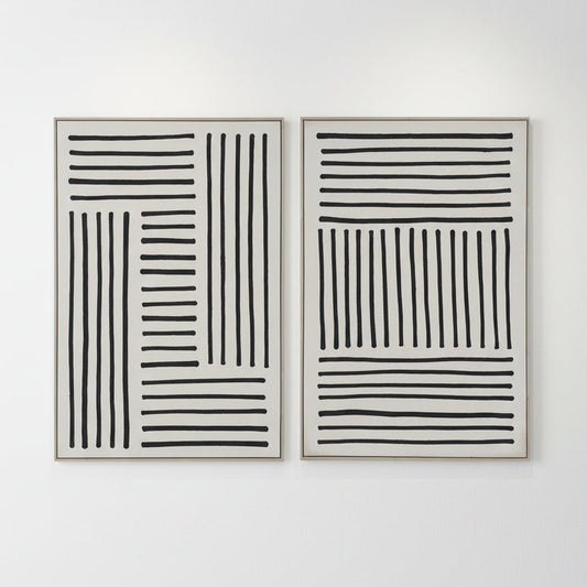 Pareja Lienzos Líneas Paralelas.