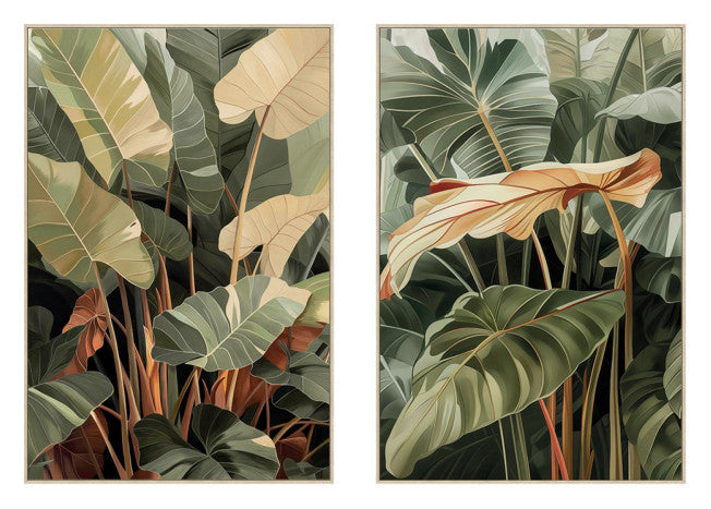 Pareja Lienzos Hojas Tropical