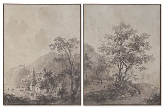 Pareja de Cuadros Paisaje Yute