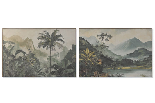 Pareja de Cuadros Paisaje Palmeras Lino