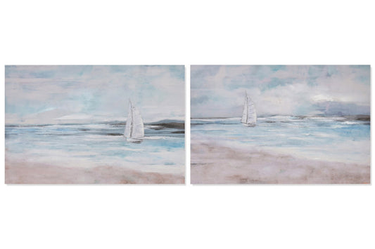 Pareja de Lienzos Playa con Velero