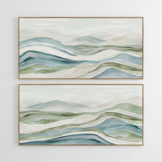 Pareja Lienzos Abstractos Azul y Verde