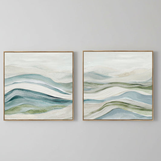 Pareja Lienzos Abstractos Azul y Verde