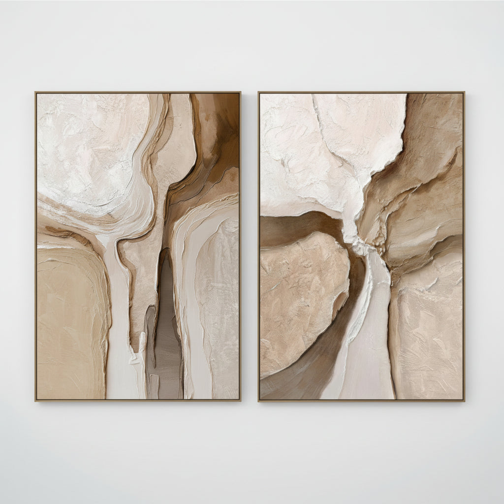 Pareja Lienzos Abstractos Beige