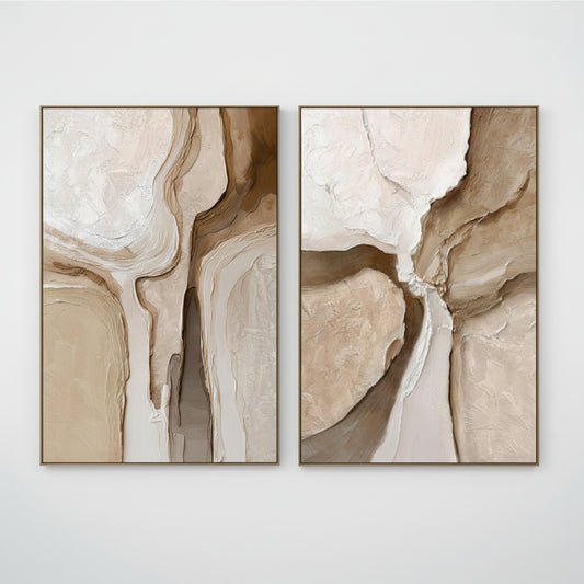 Pareja Lienzos Abstractos Beige