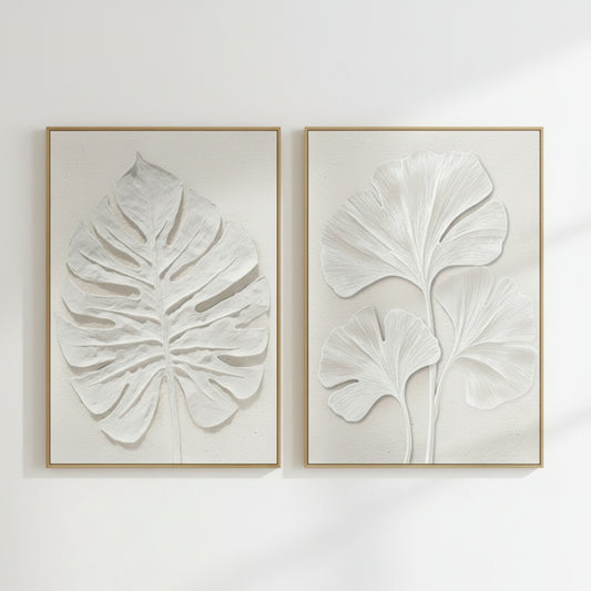 Pareja LIenzos Hojas Relieve