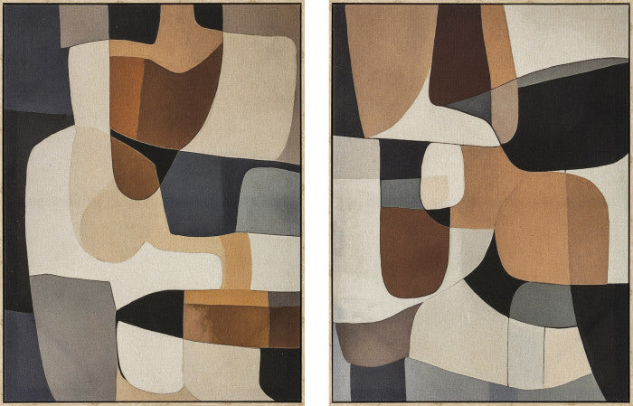 Pareja Lienzos Beige Marrones