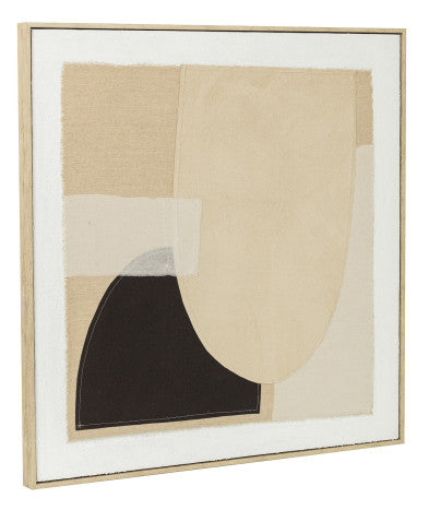 Pareja Lienzos Abstractos Beige Negro 3D