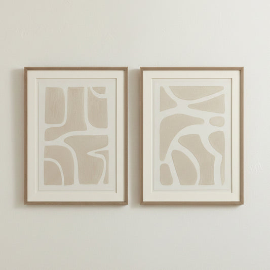 Pareja Cuadros Abstractos Beige