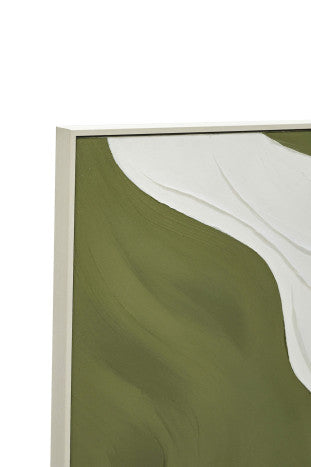 Lienzo Abstracto Verde Blanco