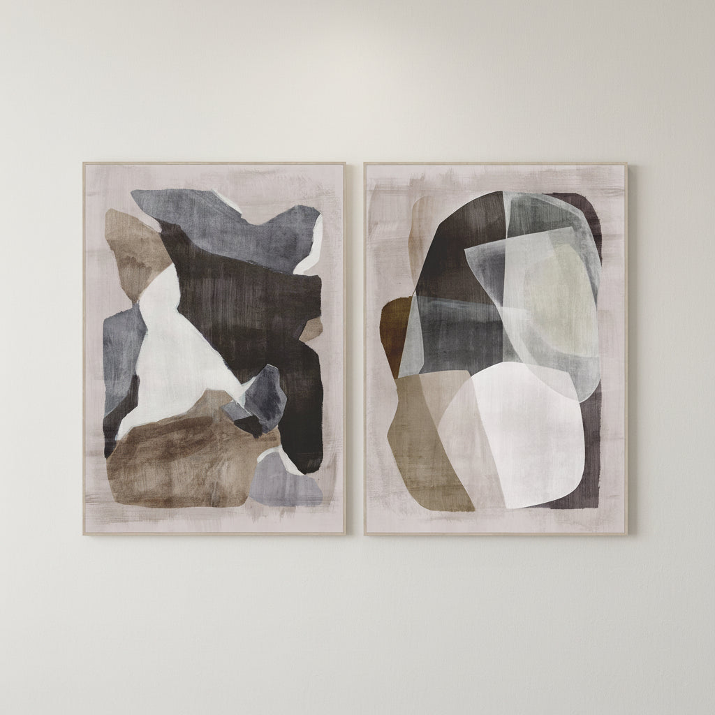 Pareja Lienzos Abstracto Beige Velvet