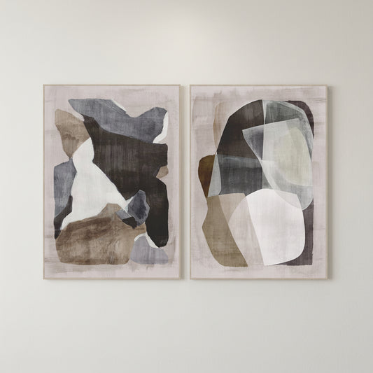 Pareja Lienzos Abstracto Beige Velvet