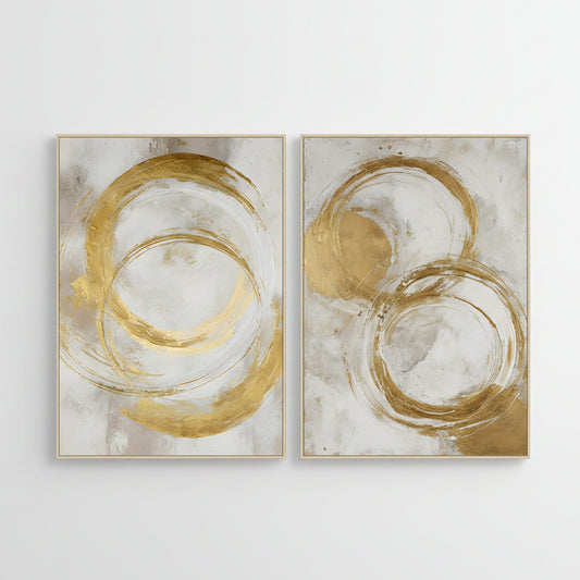 Pareja de cuadros Moderno Golden Orbit