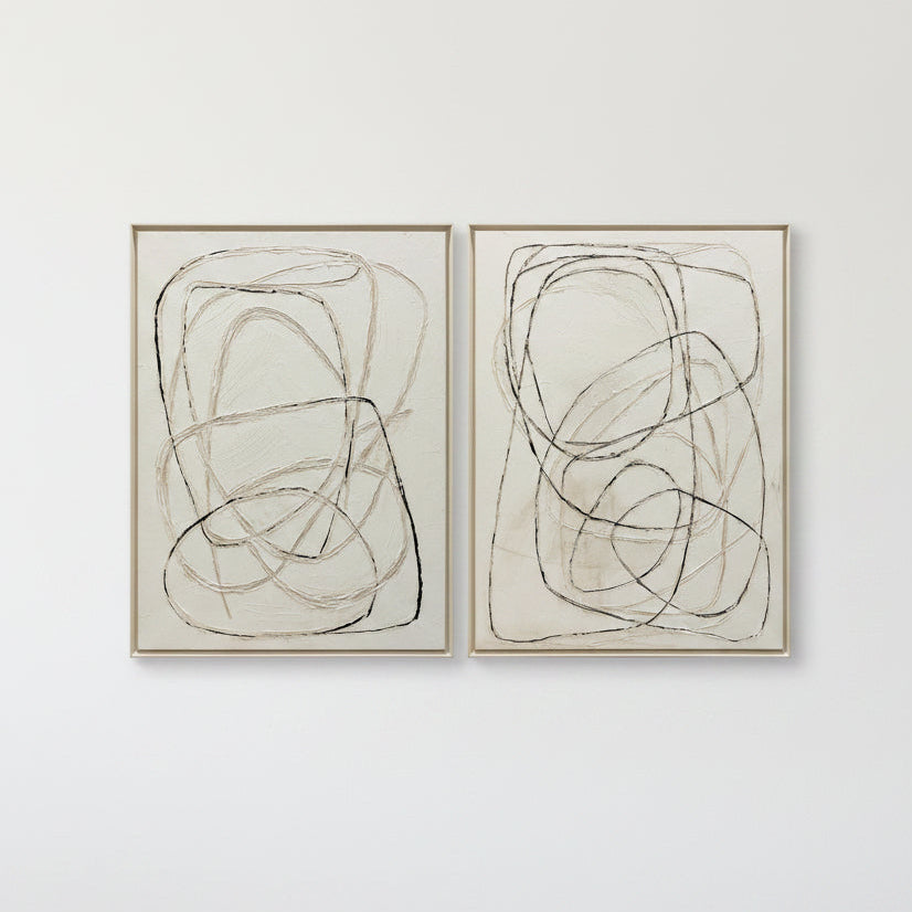 Pareja Lienzos Abstracto Quiet Lines