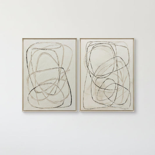 Pareja Lienzos Abstracto Quiet Lines