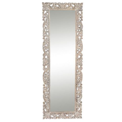 Espejo Mango Tallado Natural