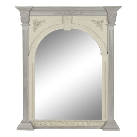 Espejo Mango Tallado Gris / Blanco