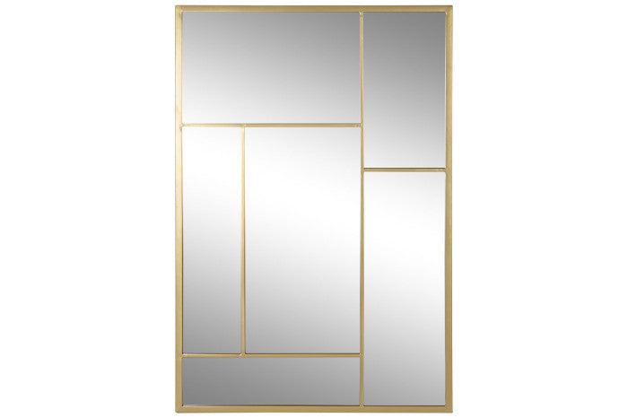 Espejo Ventana Dorado Rectangular ( divisiones asimétricas)