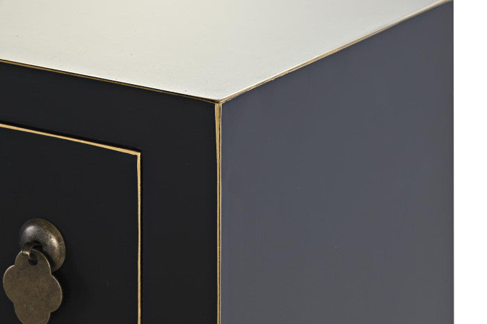 Consola Oriental Negra Círculo Blanco ( Seis Cajones)