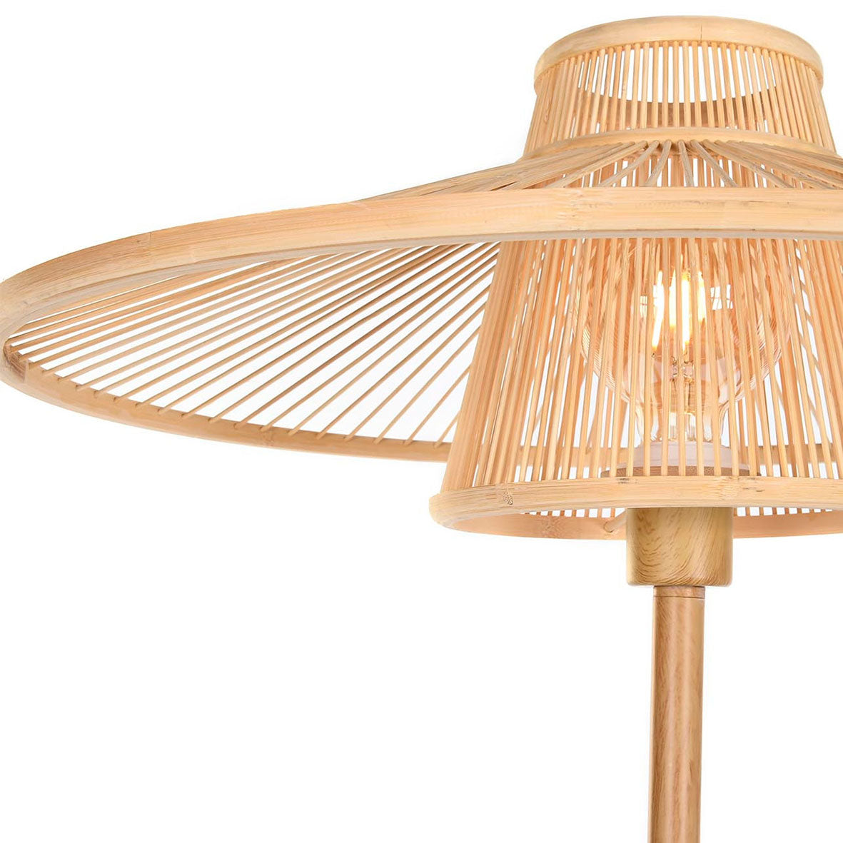 Lámpara de Pie Simil Madera Bambú Kitku