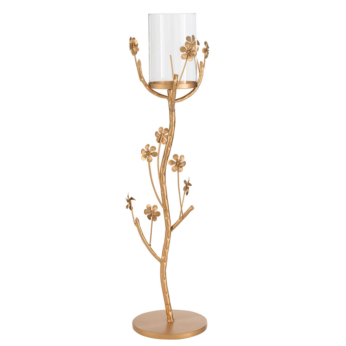 Candelabro Flores Dorado Cristal